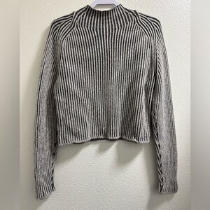 Lululemon Knit Sweater Ribbed Mock Neck Cashmere Wool Blend Stretch Gray Women 4